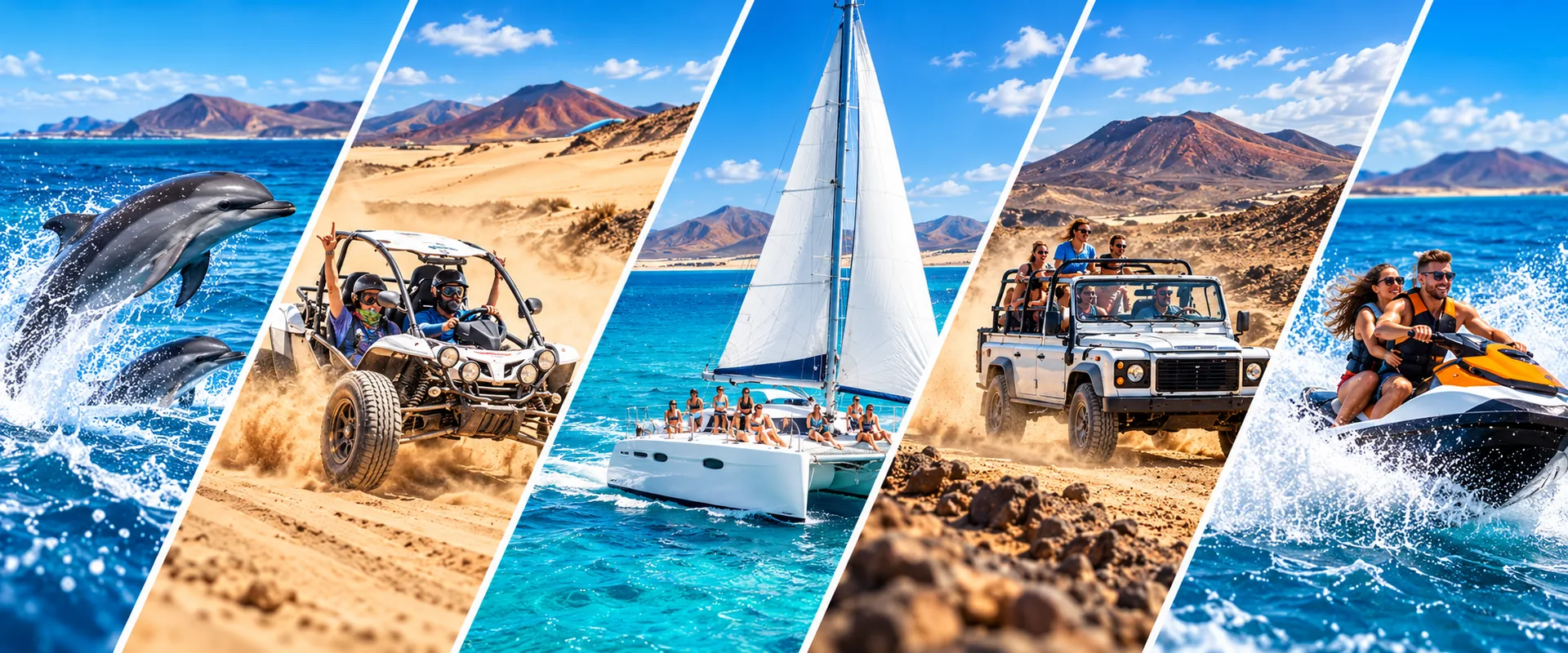 Fuerteventura excursions: buggy, jeep, catamaran, dolphins and jet ski
